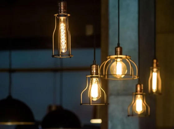 Image of Contemporary lights hanging from ceiling