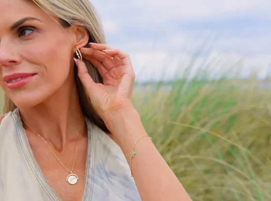 Woman wearing Jo Harpur Jewellery