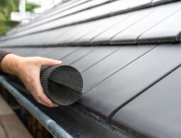 Man,Puts,A,Gutter,Mesh,To,The,Rain,Gutter,To