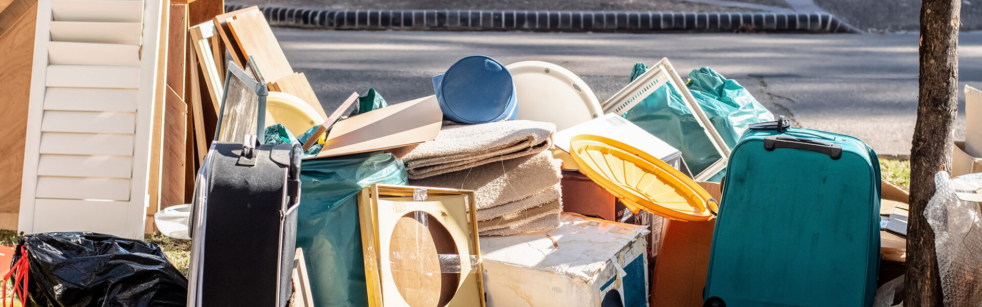 Household miscellaneous rubbish garbage items put on the street in Australia for council waste collection
