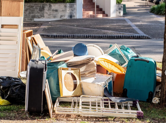Household miscellaneous rubbish garbage items put on the street in Australia for council waste collection