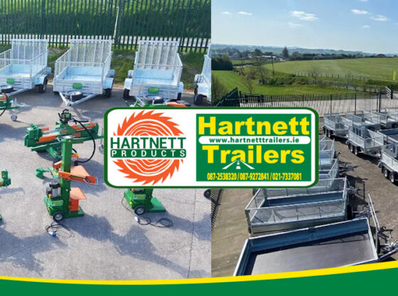 Image of Harnett Trailers forecourt where you can see their selection of Trailers and Forestry products